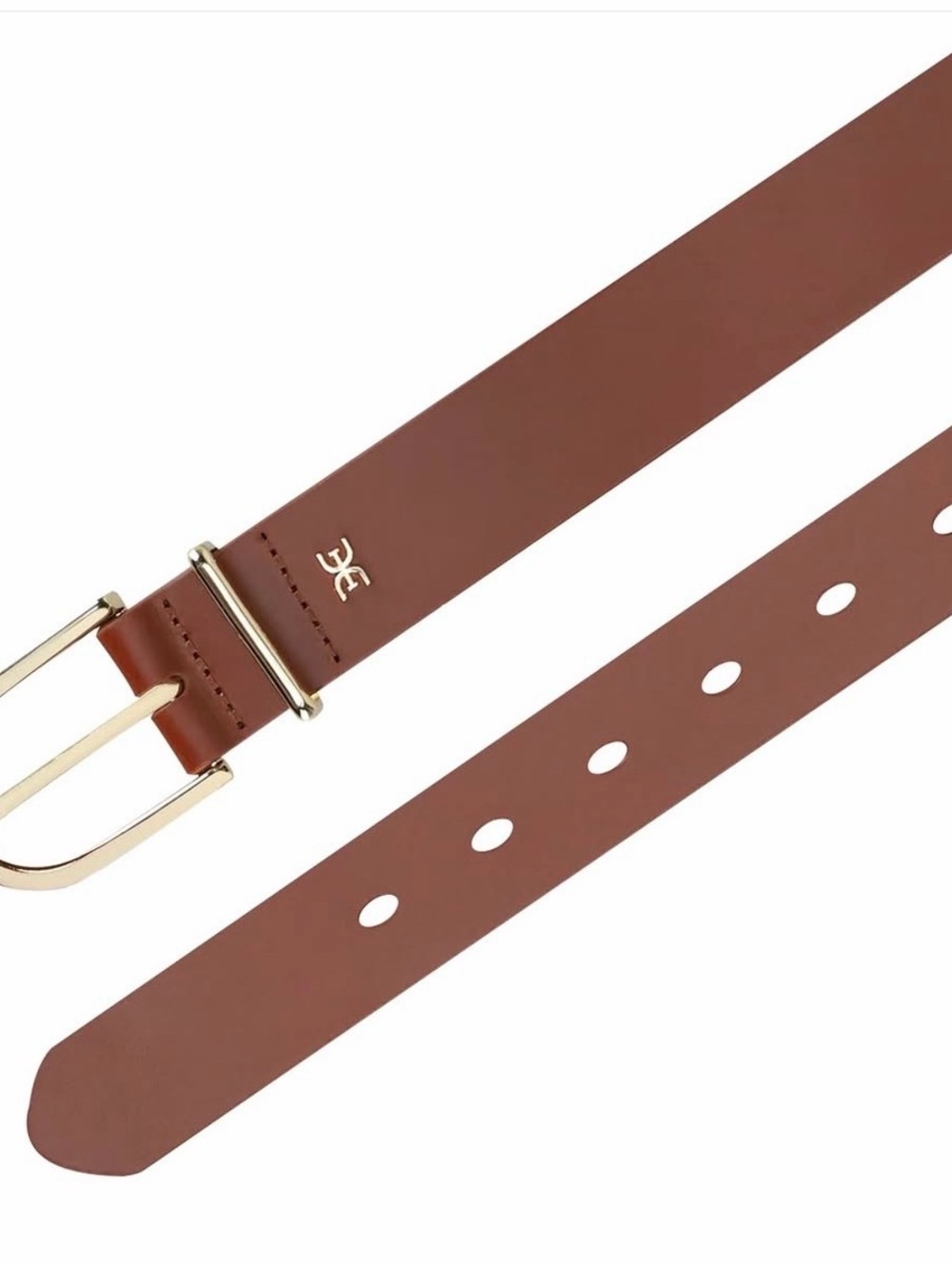 Sam Edelman Tan Brown Leather Belt with Gold Buckle